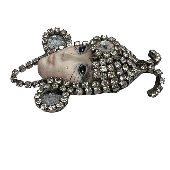 VINTAGE FLAPPER ART DECO CRYSTAL RHINESTONE BROOCH - Picture 16 of 16